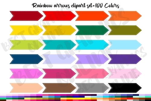 Rainbow stitched arrows clipart set, Arrow planner stickers ...