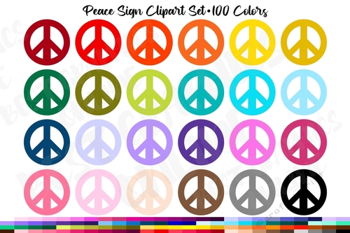 Peace Sign Clipart, Peace and Love Sign Groovy Clip Art Set
