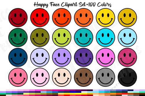100 Happy Face Clipart, Emoji Smiley Face Clipart Graphics - CUP1174753