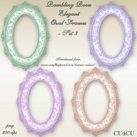Rambling Roses Elegant Oval Frames - Set 3 - CUP209796_168 | Craftsuprint