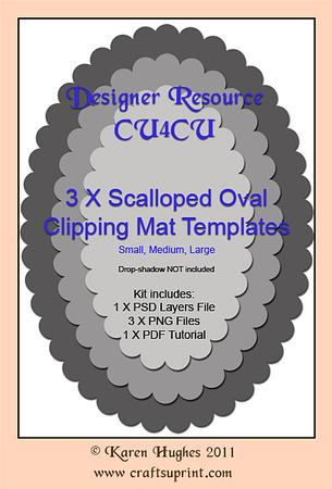 Three Oval Scallop Edged Card Template Mats - CUP204986_831 | Craftsuprint