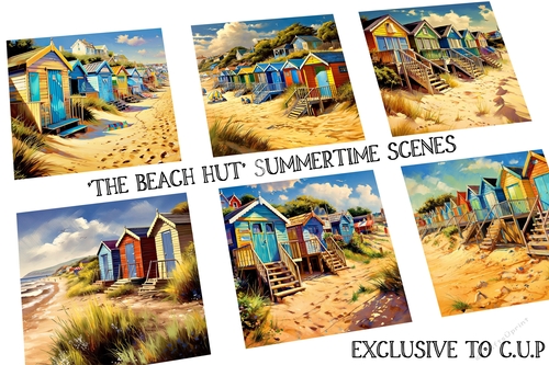Summertime at The Beach Hut English Holiday Scene Illustrations ...