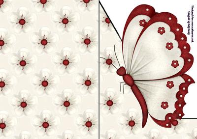 Red &amp; White Butterfly A5 Shaped Front Print and Fold Card - CUP129646 ...