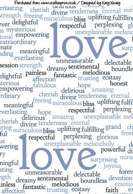 Words of Love A4 Backing Paper in Blue - CUP295787_572 | Craftsuprint