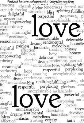 Words of Love A4 Backing Paper in Black - CUP295790_572 | Craftsuprint