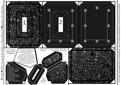 Selfie Black Bling Faux Glitter Table Frame Pattern Printable for 2x3 ...