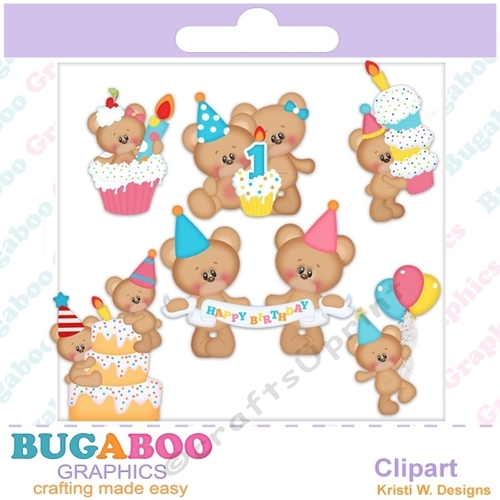 First Birthday, Teddy Bears, Bear Clipart- Instant Download