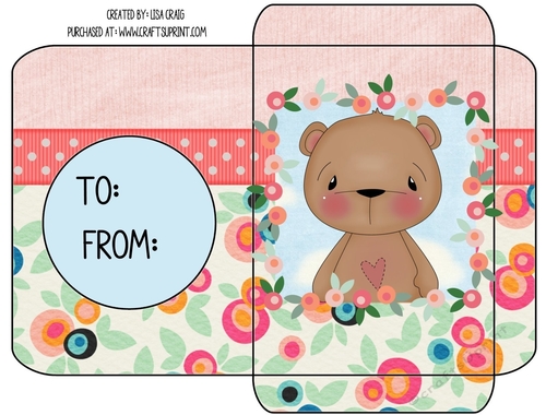 Floral Bear Gift Card Envelope - CUP786308_1548 | Craftsuprint