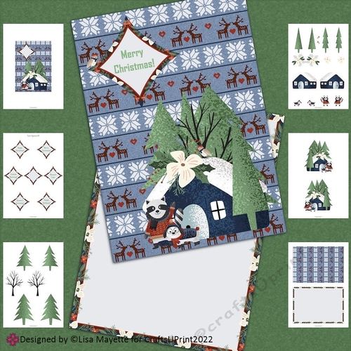 Christmas Dog & Raccoon Card Making Kit - CUP1177826_2195 | Craftsuprint