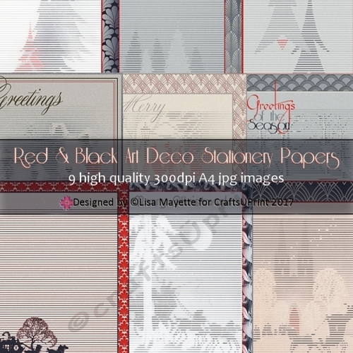 Red & Black Art Deco Christmas A4 Stationery Set CUP825500_2195