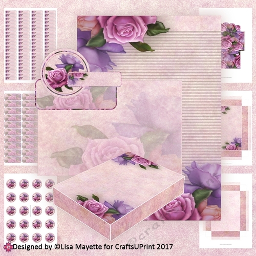 Romantic Bouquet Purple & Peach Roses A6 Stationery Kit - CUP844023 ...