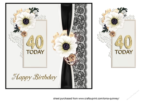 40th Birthday Cards Printable Black And White