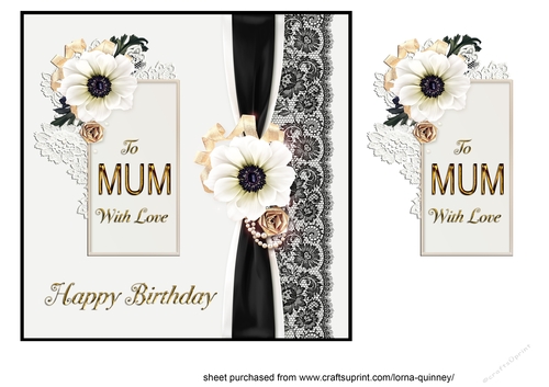 Black & White Birthday Card - Mum - CUP764095_643 | Craftsuprint