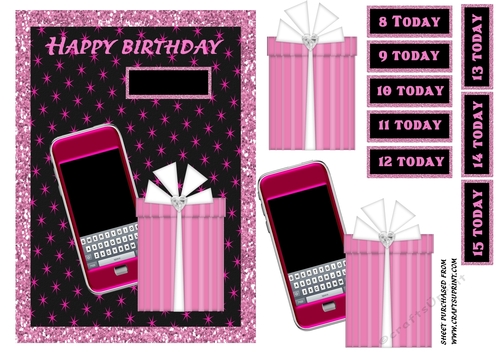 A5 Pink Phone & Present Birthday Card - CUP894862_643 | Craftsuprint