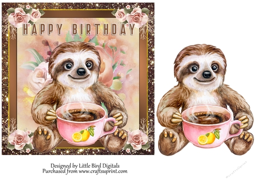 Birthday Sloth 7x7 Quick Card - CUP968396_93774 | Craftsuprint