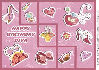 A4 Size Tri Step Diva Birthday Card - CUP279290_601 | Craftsuprint