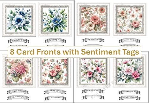 8 Floral Card Fronts with Sentiments 5 x 5 inches JPEG - CUP1357539 ...
