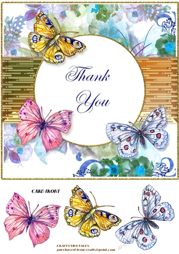 Floral and Butterflies Thank You Card Front 3 - CUP873099_1784 ...