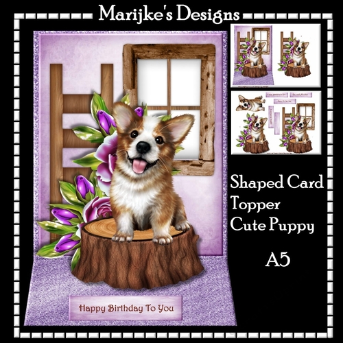 Shaped Card Topper Cute Puppy Mini Kit A5 - CUP1038108_936 | Craftsuprint