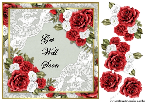 Quick Card Get Well Soon Red Roses - CUP1041632_936 | Craftsuprint