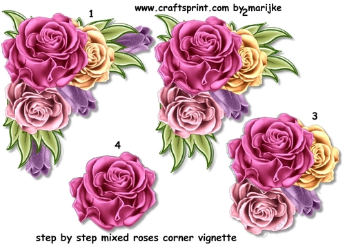 Step by Step Mixed Roses Corner Vignette 4 - CUP1153500_936 | Craftsuprint
