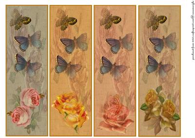 Vintage Bookmarks Roses and Butterflies - CUP345098_936 | Craftsuprint