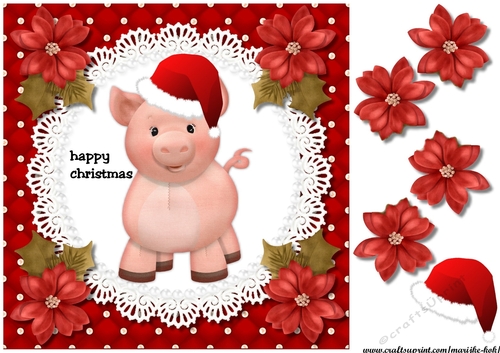 Cute Piggy happy Christmas - CUP743023_936 | Craftsuprint
