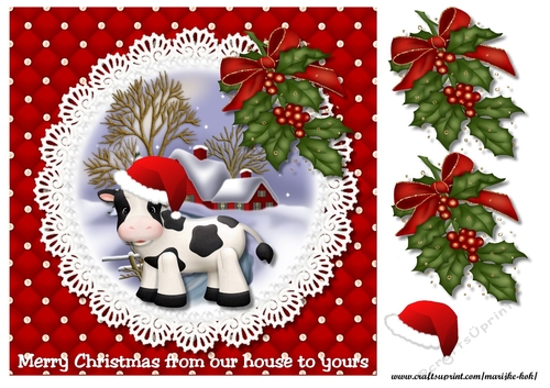 Cute Cow Christmas card - CUP743058_936 | Craftsuprint