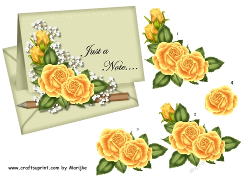 Just a Note... Yellow Roses - CUP800609_936 | Craftsuprint