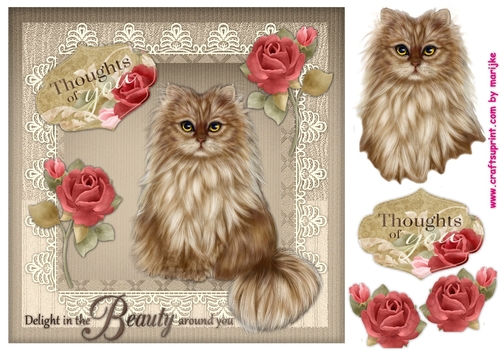 Cute Kitten & Roses 2 - CUP816382_936 | Craftsuprint