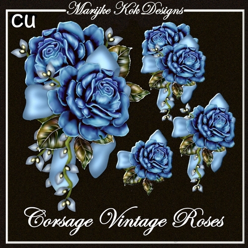 Corsage Vintage Blue Roses CU Designer Resources - CUP892166_936 ...