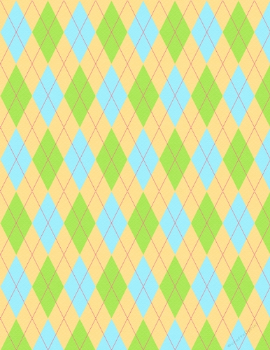 Blue &amp; Green Argyle Pattern on Yellow A4 Size Digital Paper Background ...
