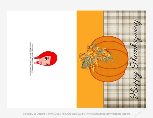Happy Thanksgiving Pumpkin Design Cut & Fold 5x7 Thanksgiving Card ...
