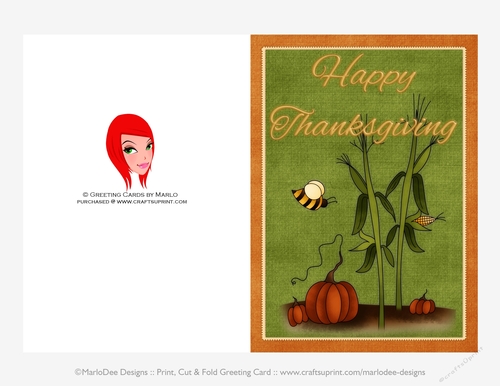 greeting 5x7 print cards D1 Happy Pumpkins Cut Thanksgiving & Fold Patch 5x7