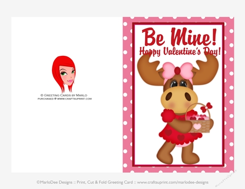 Be Mine - Childrens Printable Valentines Day 5x7 Greeting Card - Molly ...