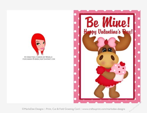 Be Mine - Childrens Printable Valentines Day 5x7 Greeting Card - Molly ...
