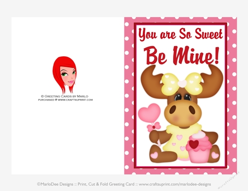 Be Mine - Childrens Printable Valentines Day 5x7 Greeting Card - Molly ...