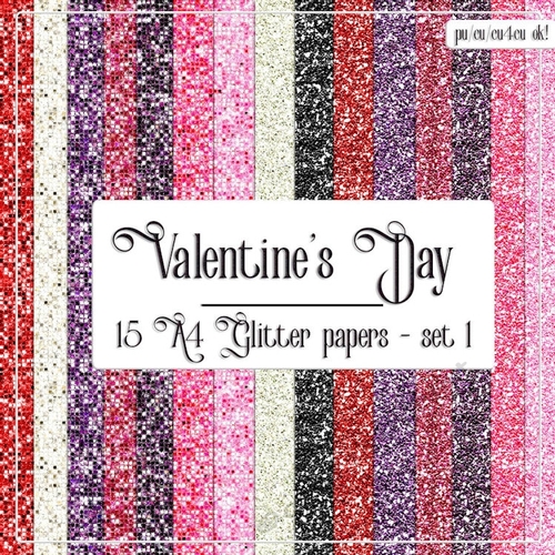 Valentines Day Colors 1 - Glitter Pattern A4 Size Backgrounds set 1 ...