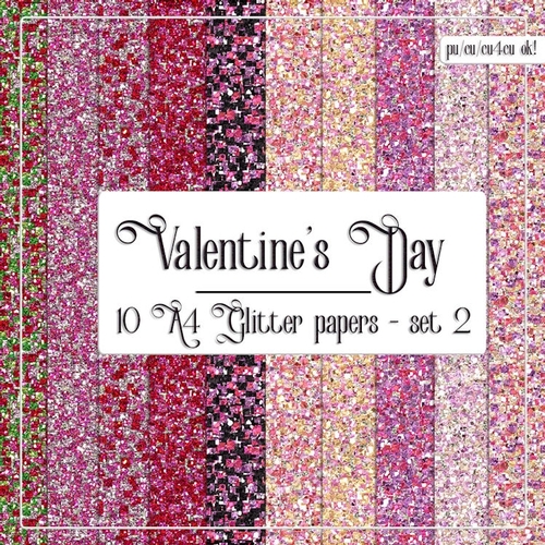 Valentines Day Colors 1 - Glitter Pattern A4 Size Backgrounds set 2 ...