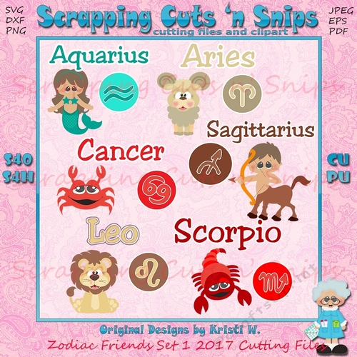 Zodiac Friends Set 1 2017 Cutting Files CUP1007675_79886 Craftsuprint