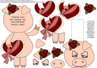 Every Day Valentine Pig Flip-up Card - CUP172329_99 | Craftsuprint