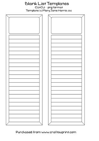 Blank List Templates - Cu4cu - CUP336060_99 | Craftsuprint