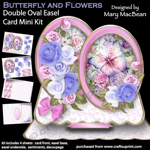Butterfly and Flowers - Double Oval Easel Card Mini Kit - CUP1253127 ...