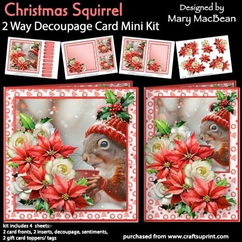 Christmas Squirrel - 2 Way Decoupage Card Mini Kit - CUP1326234_1648 ...