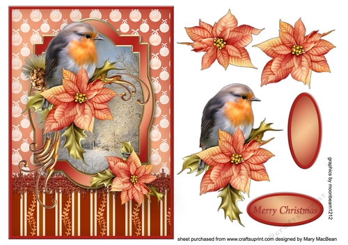 Christmas Robin Decoupage Card Front - CUP732440_1648 | Craftsuprint