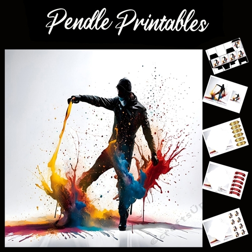 Splatter Art Modern Art 7x7 Card Kit. Matching Box, Gift Bauble,Tag