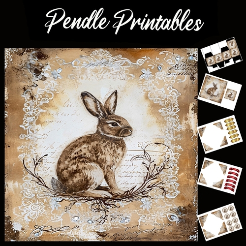 Crystal And Lace Rabbits/Hares 1 7x7 Card Kit. Matching Box, Gift ...