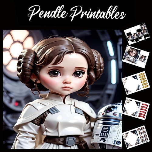Young Princess Leia 7x7 Card Kit. Matching Box, Gift Bauble,Tag