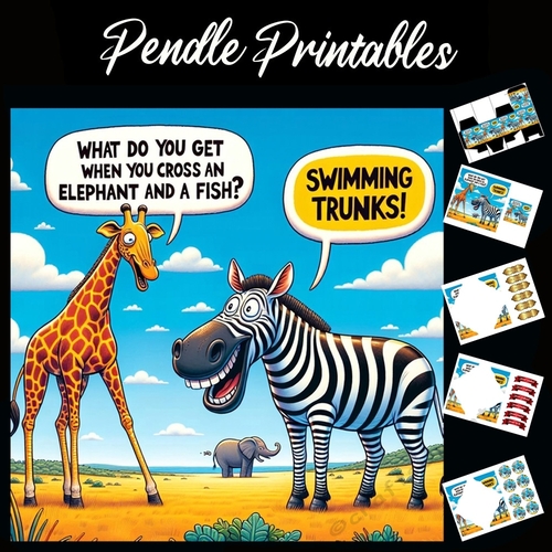 Funny Giraffe & Zebra Joke 7x7 Card Kit. Matching Box, Gift Bauble, Tags - CUP1307935_2229 ...