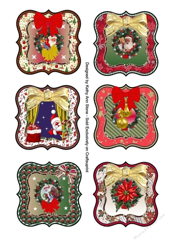Small but meaningful- with Santa in most :) - sheet of Six Shaped ...